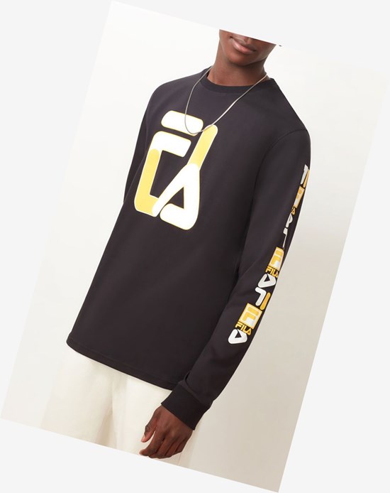 Fila Sandro Long Sleeve Tee Blk/Wht/Gfus | 04NHDZAMT