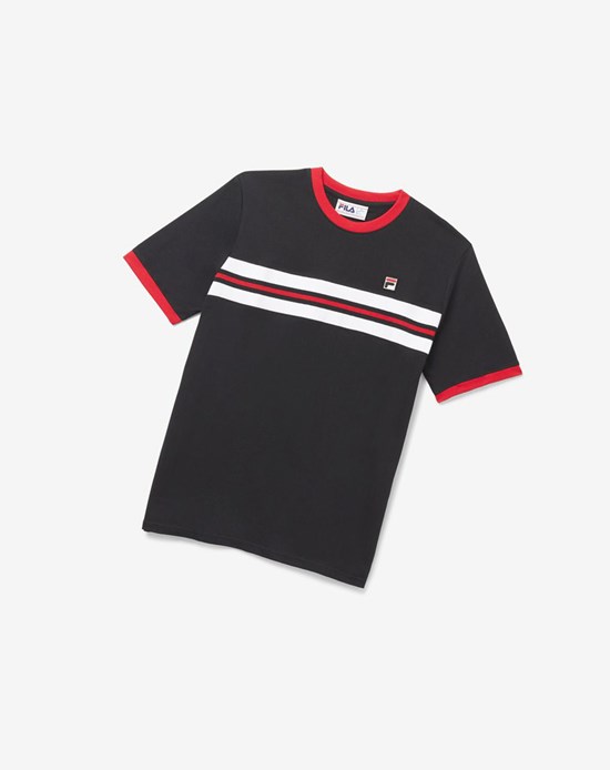 Fila Silver Tee Negras Rojas Blancas | 13RFINHCP