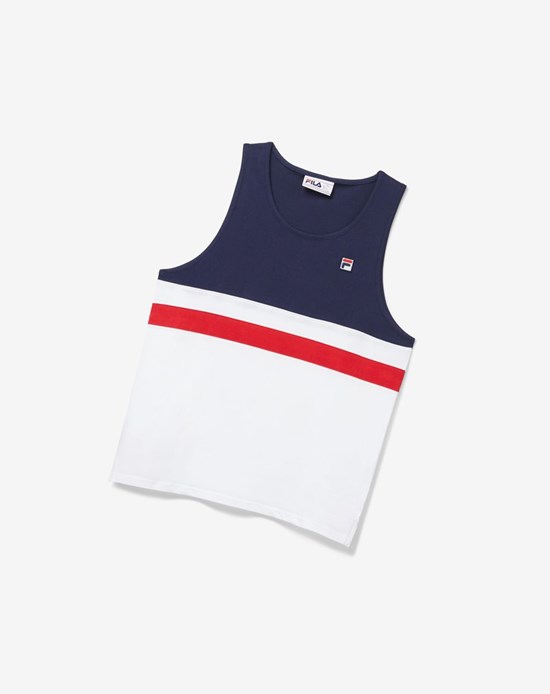 Fila Stoke Tank Blancas Azul Marino Rojas | 73IXVHKMB