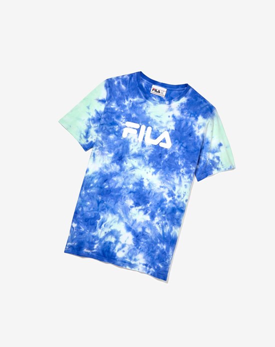 Fila Tie Dye Fila Logo Tee Azules Verde Blancas | 95AYRSVJE