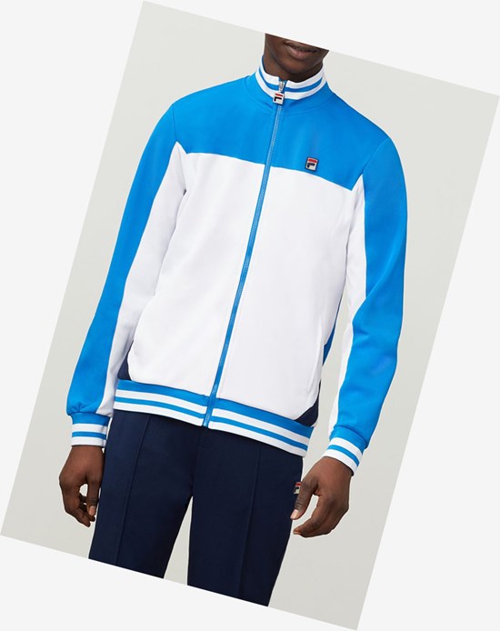 Fila Tiebreaker Pista Jacket Wht/Drblu/Navy | 18MYGBENQ