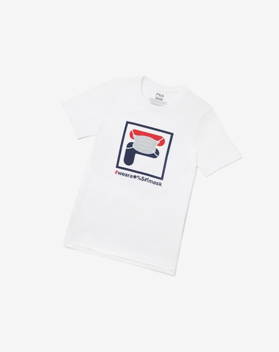 Fila Wear A Mask Tee Fila.Com Exclusive Blancas | 97VKYSHWJ