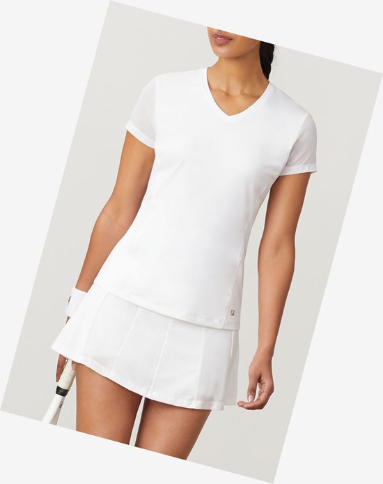 Fila White Line Mesh Slv Top Blancas | 30JQNKCOS