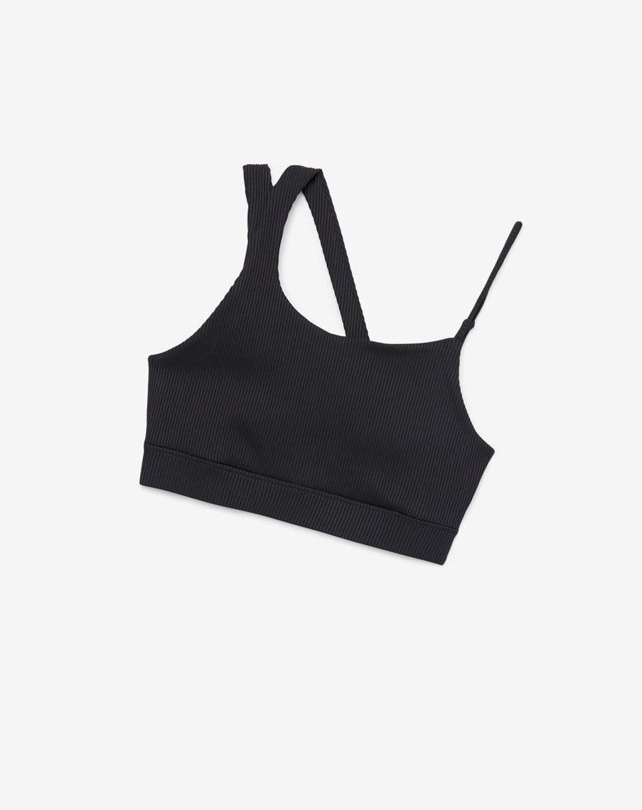 Fila Acanalado Essentials | Karina Bra Top Negras | 68QEZPKNJ