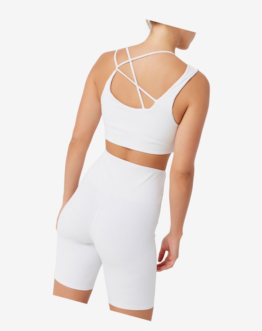 Fila Acanalado Essentials | Teena Bra Top Blancas | 03FRETQLA