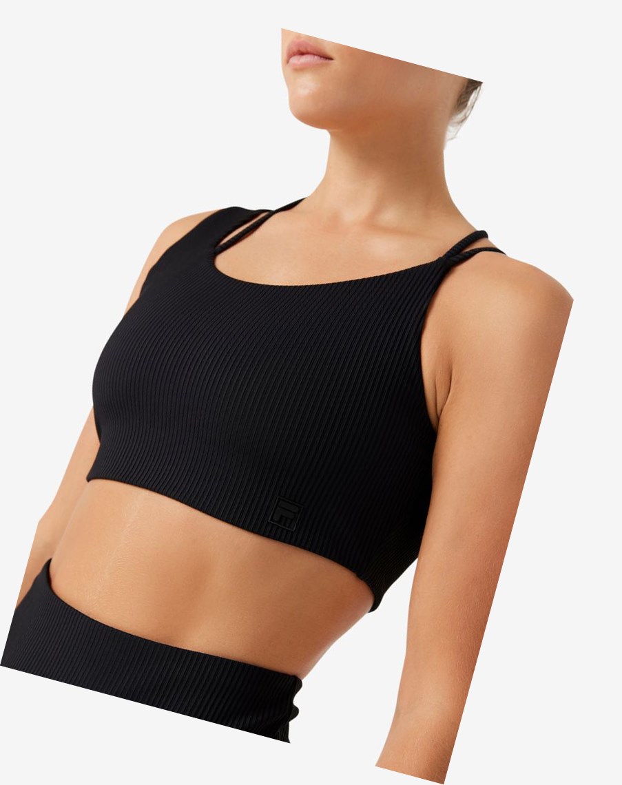 Fila Acanalado Essentials | Teena Bra Top Negras | 15NOWDJIF