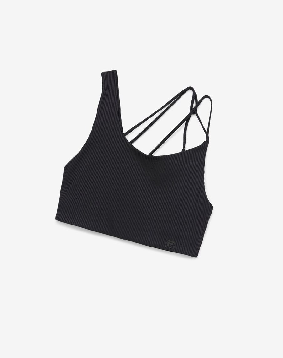 Fila Acanalado Essentials | Teena Bra Top Negras | 15NOWDJIF