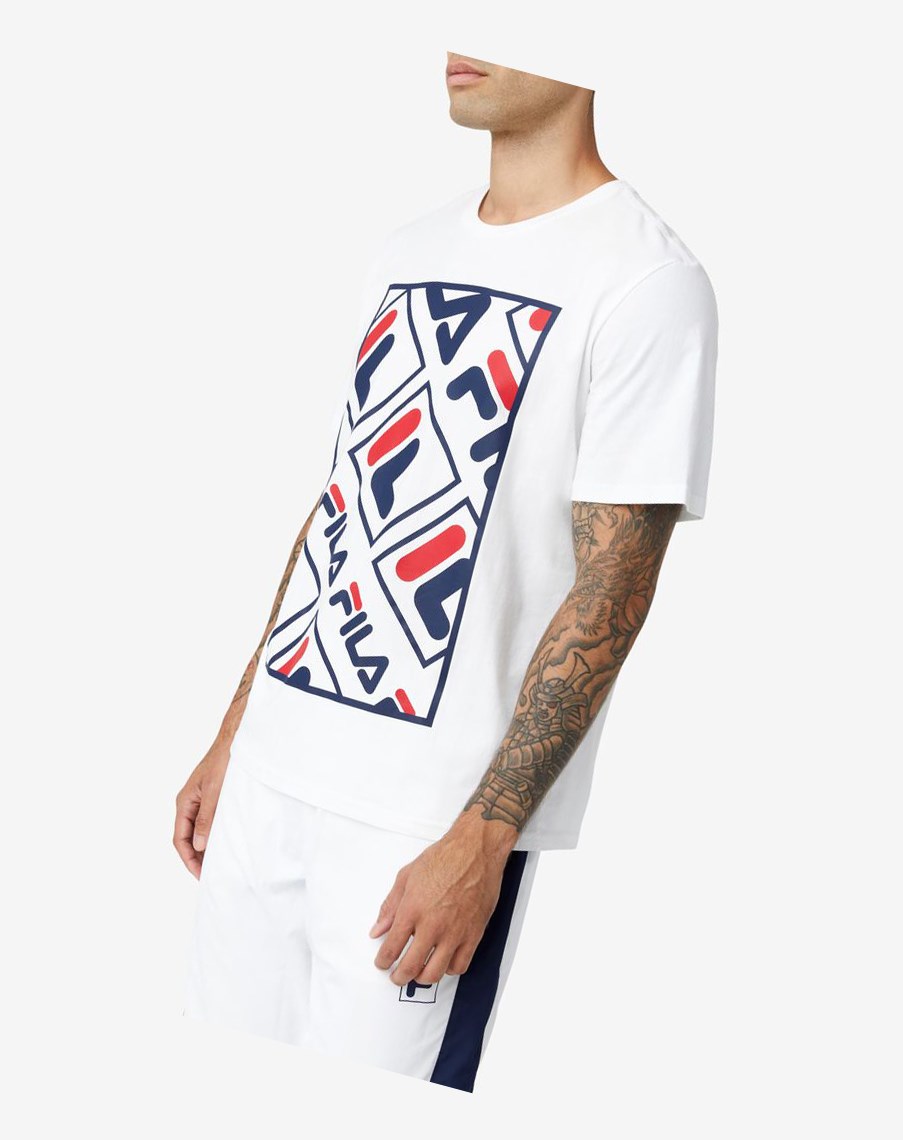 Fila Adao Estampadas Tee Blancas | 87BVNFIRP