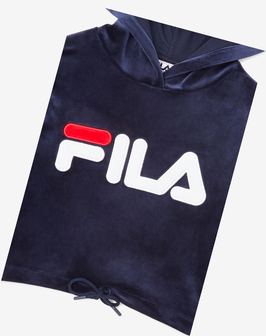 Fila Aitana Crop Velour Hoodie Blancas Rojas | 23JQNPIFK