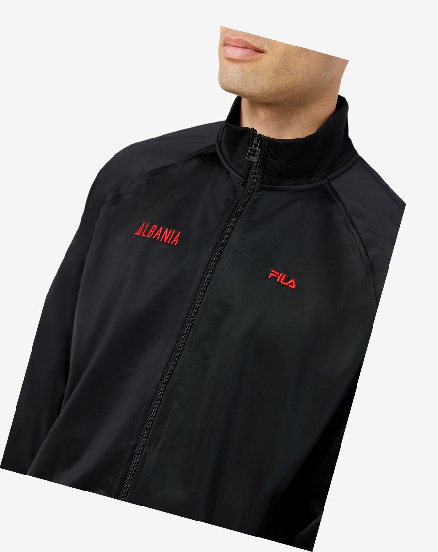 Fila Albania Pista Jacket Negras Rojas | 37APJIZKX