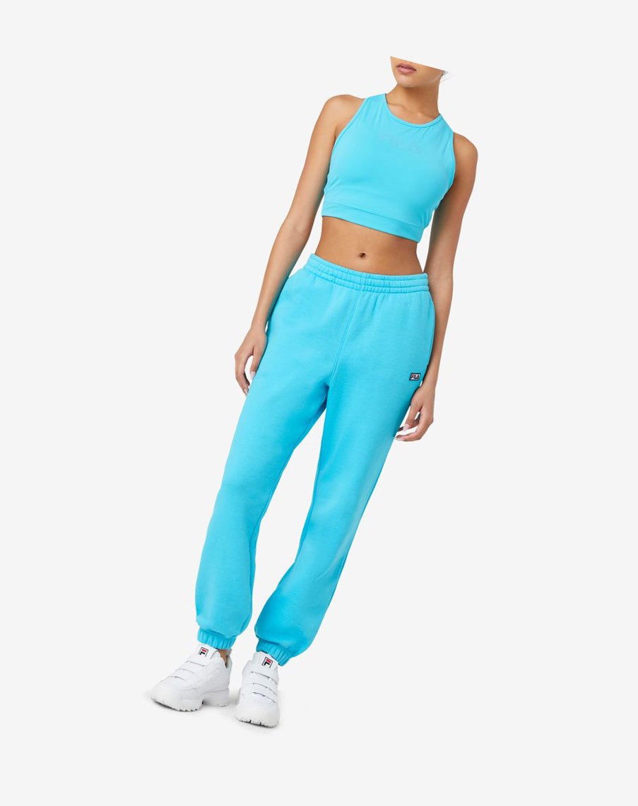 Fila Alva Crop Top Azules | 18XLDVTKW