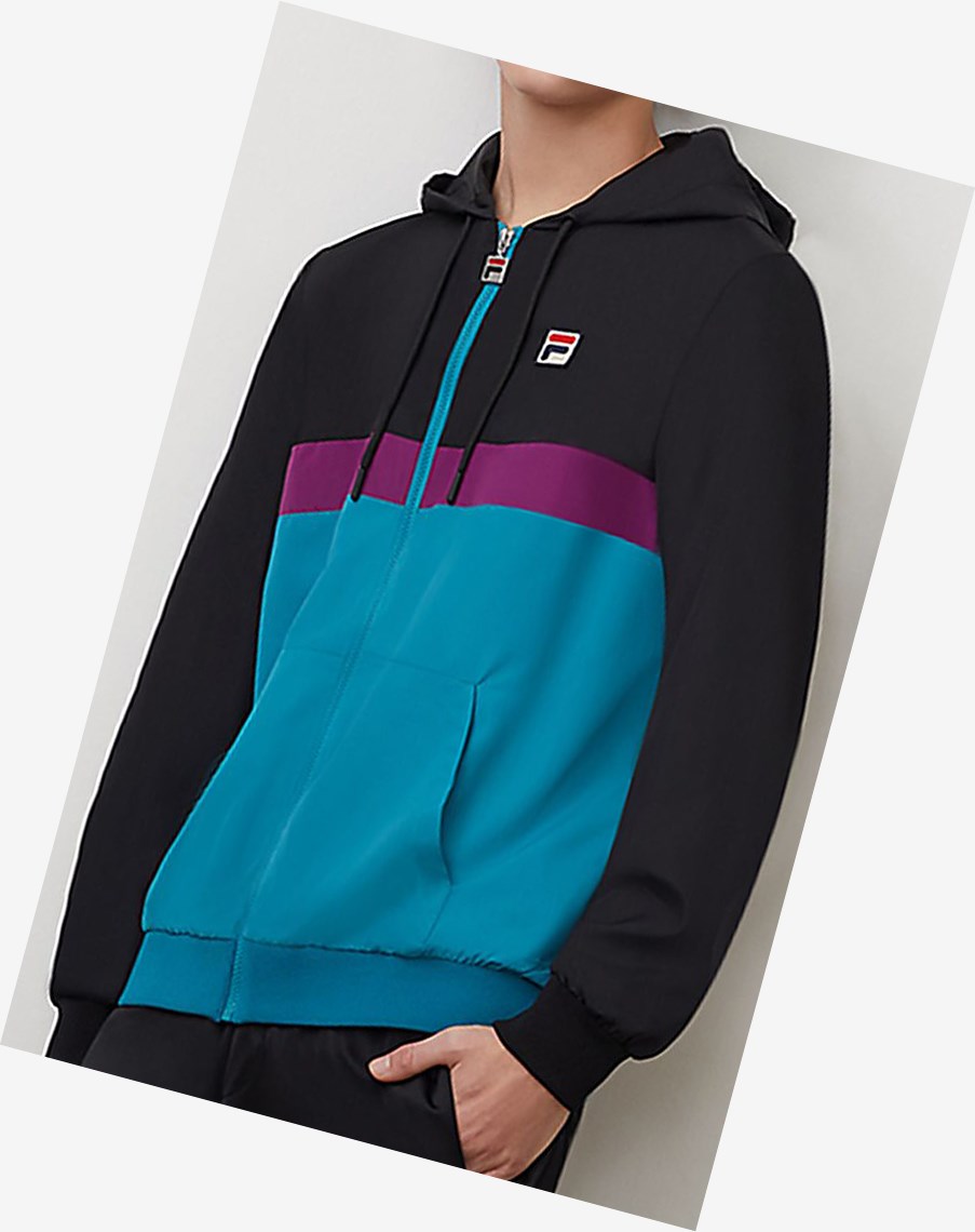 Fila Ambrose Encapuchado Viento Jacket Blk/Bbay/Grpj | 03DZCVMFE