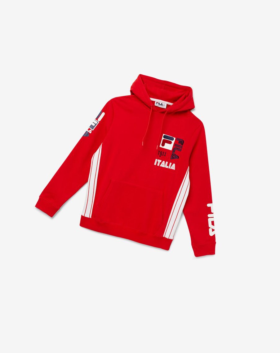 Fila Anders Hoodie Rojas Blancas | 85ZJXQODS