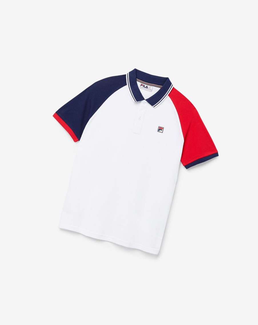 Fila Apollo Polo Blancas Azul Marino Rojas | 30MCYKTSU