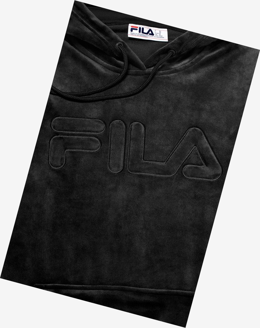 Fila Asher Velour Hoodie Negras | 16MQTGFEU