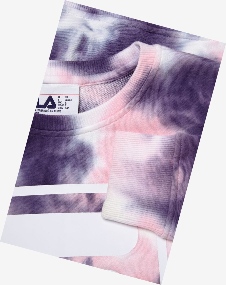 Fila Ashley Tie Dye Sweatshirt Rosas | 98ZSAQNKF