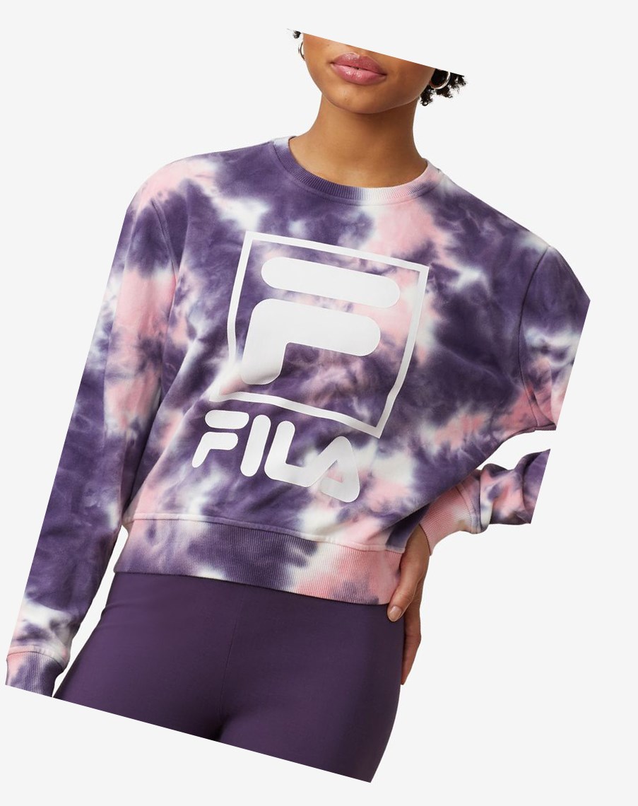 Fila Ashley Tie Dye Sweatshirt Rosas | 98ZSAQNKF