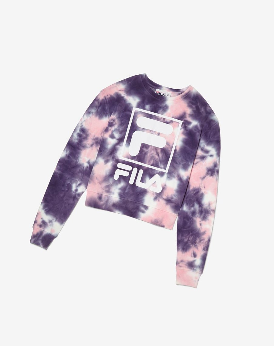 Fila Ashley Tie Dye Sweatshirt Rosas | 98ZSAQNKF