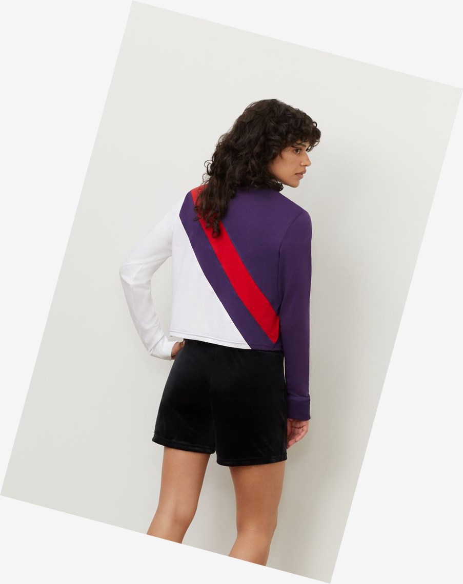 Fila Ayeka Long Sleeve Crop Tee Cjwl/Wht/Cred | 98FDHUBQK