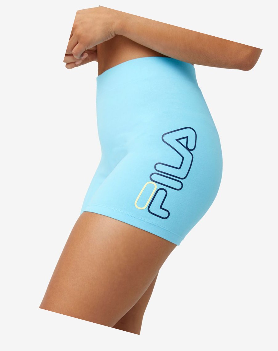 Fila Beatriz High Cintura Bike Shorts Azules | 76GHFBQZU