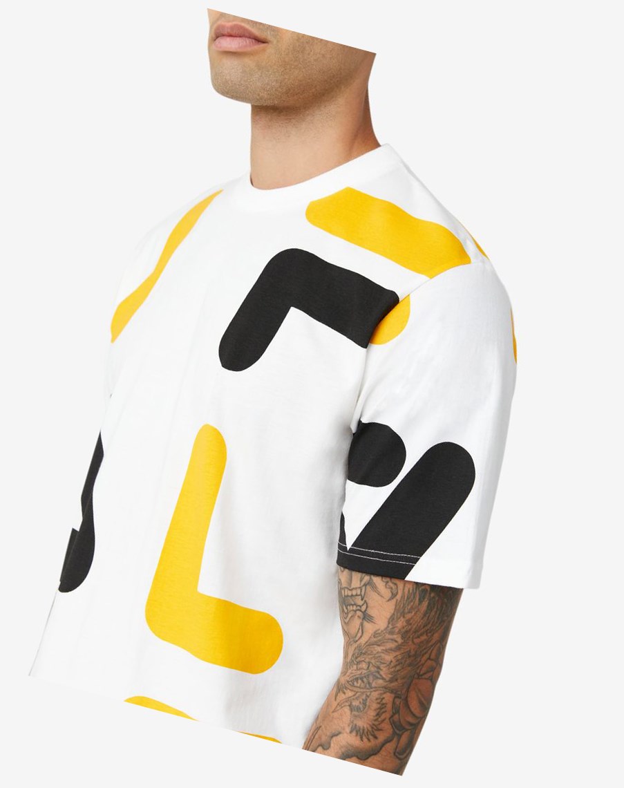 Fila Bennet Tee Blancas Amarillo Negras | 21BVQPTYX