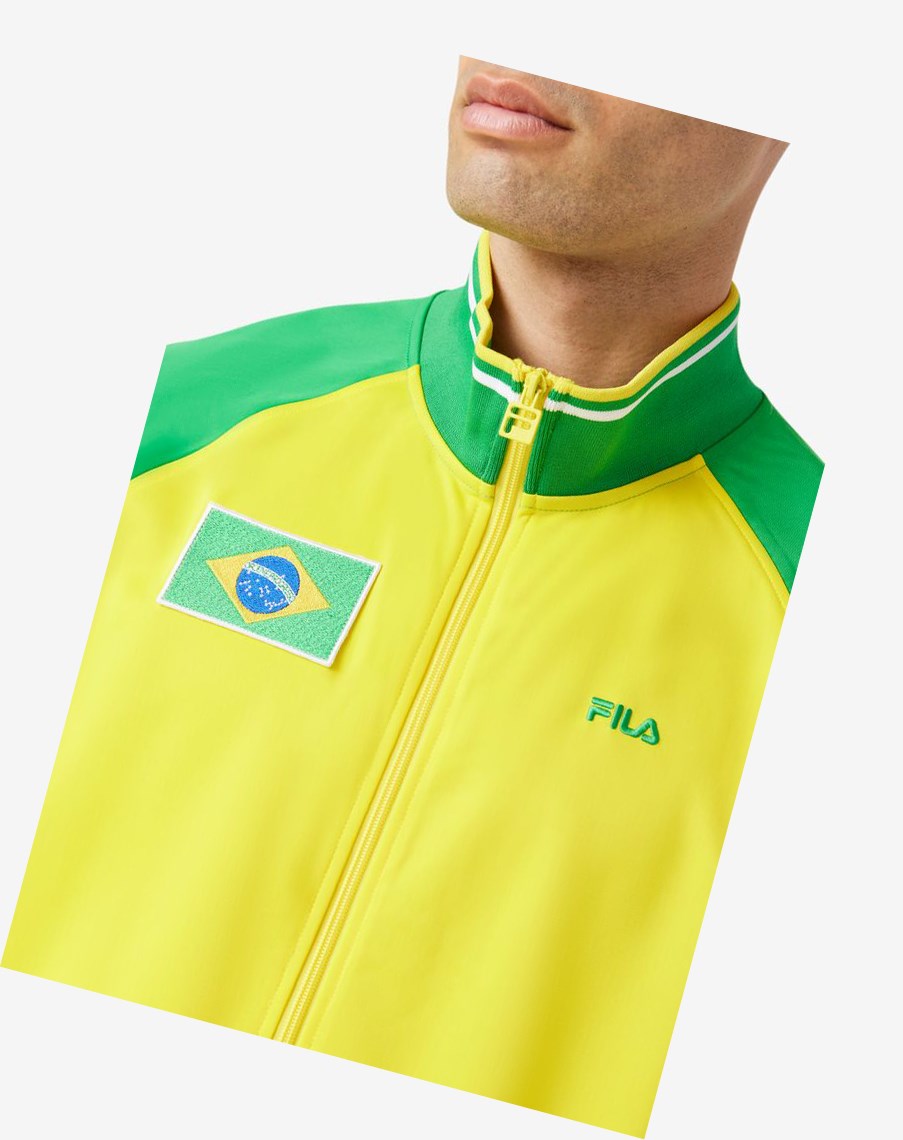 Fila Brazil Pista Jacket Amarillo Verde Blancas | 03URWIJMK