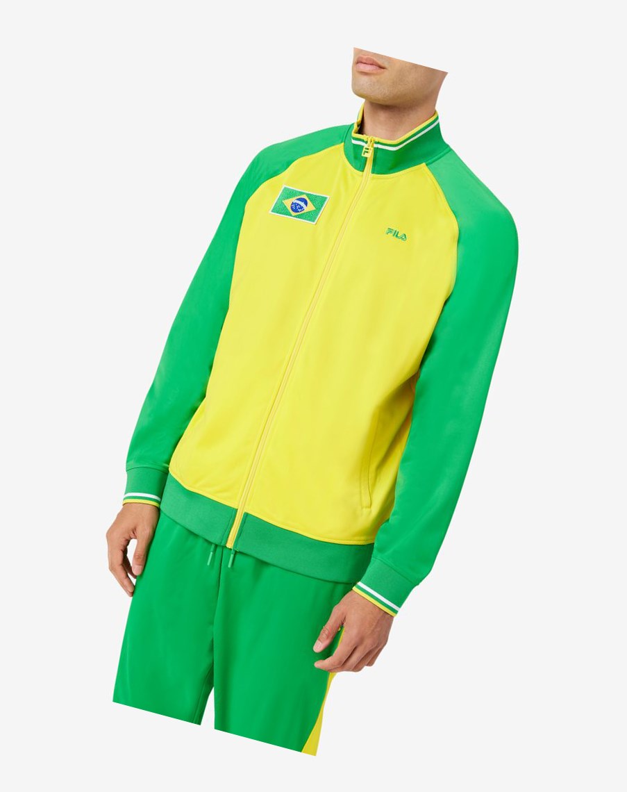 Fila Brazil Pista Jacket Amarillo Verde Blancas | 03URWIJMK