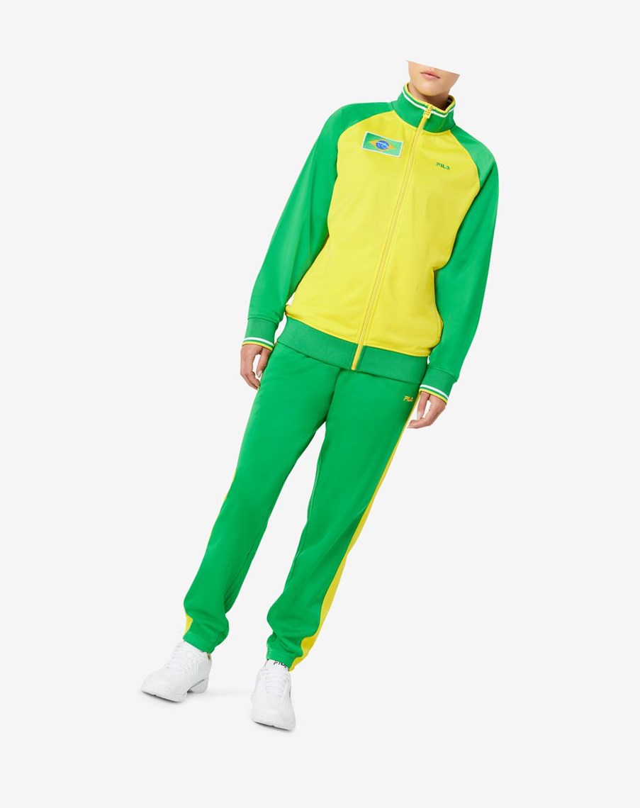 Fila Brazil Pista Pant Verde Amarillo | 26UYAOPID