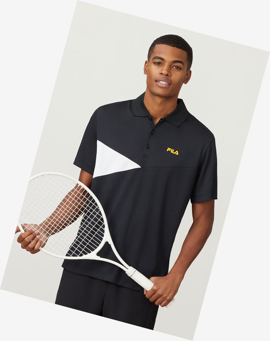 Fila Break Point Polo Negras Blancas Amarillo | 83VXSIJWP