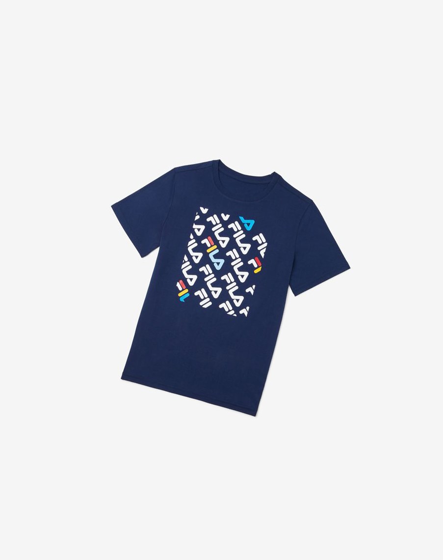 Fila Camden Printed Tee Azul Marino | 37DHYUJCM