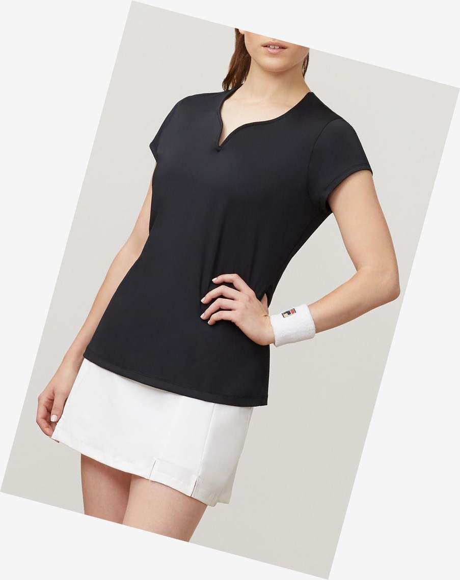 Fila Cap Sleeve Top Negras | 21LIWESXV