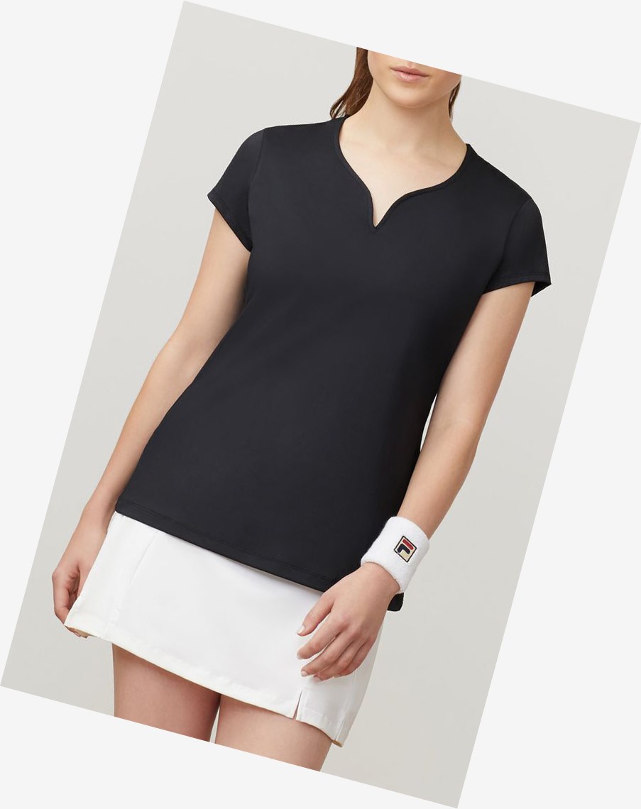 Fila Cap Sleeve Top Negras | 21LIWESXV