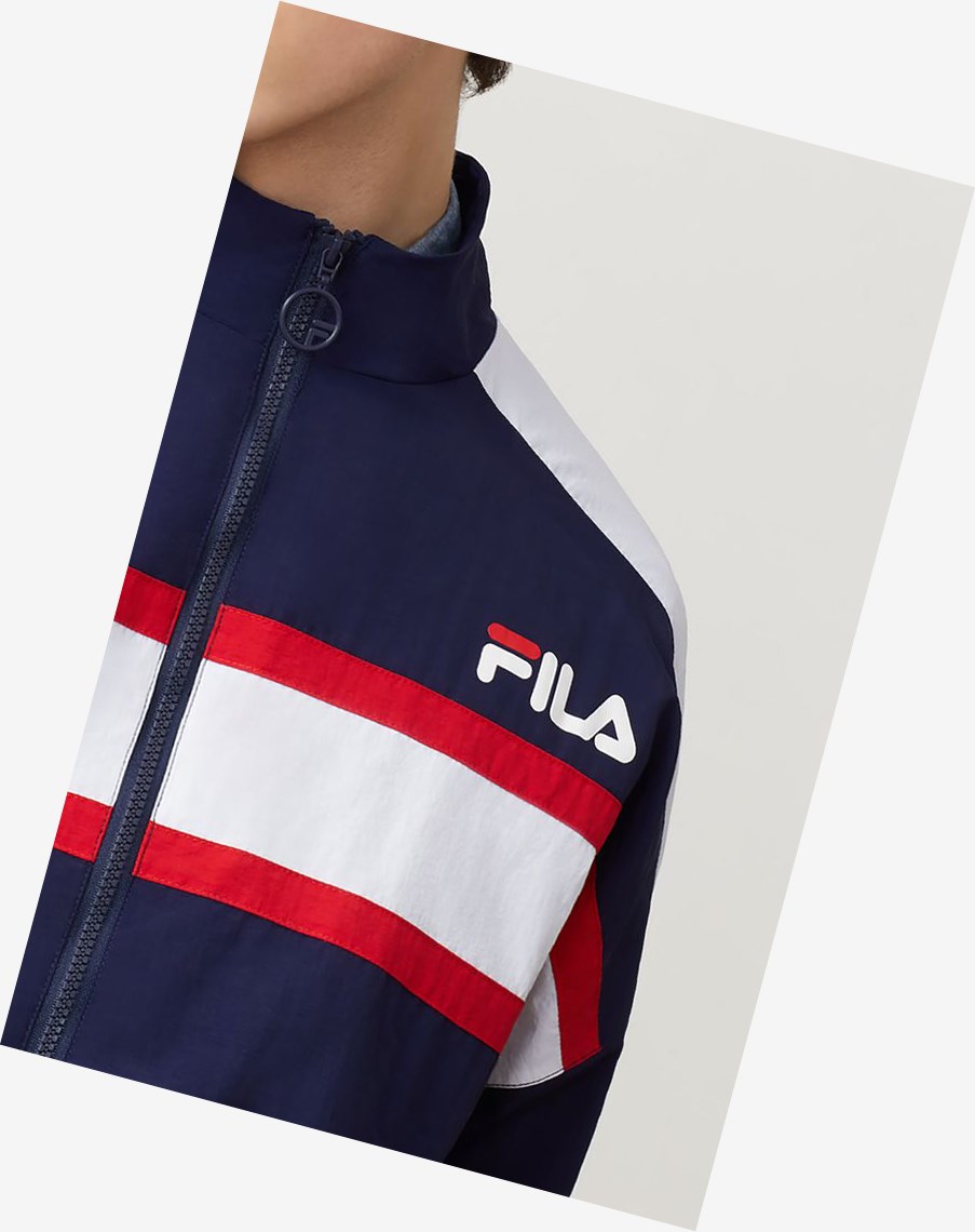 Fila Carter Woven Jacket Peac/Wht/Cred | 24TCNBFDU