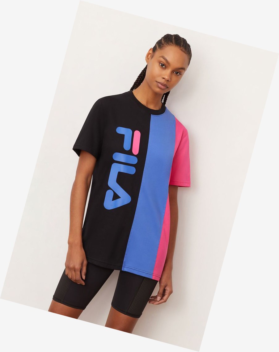 Fila Cassa Tee Blk/Ampb/Mage | 78OLAWMRH