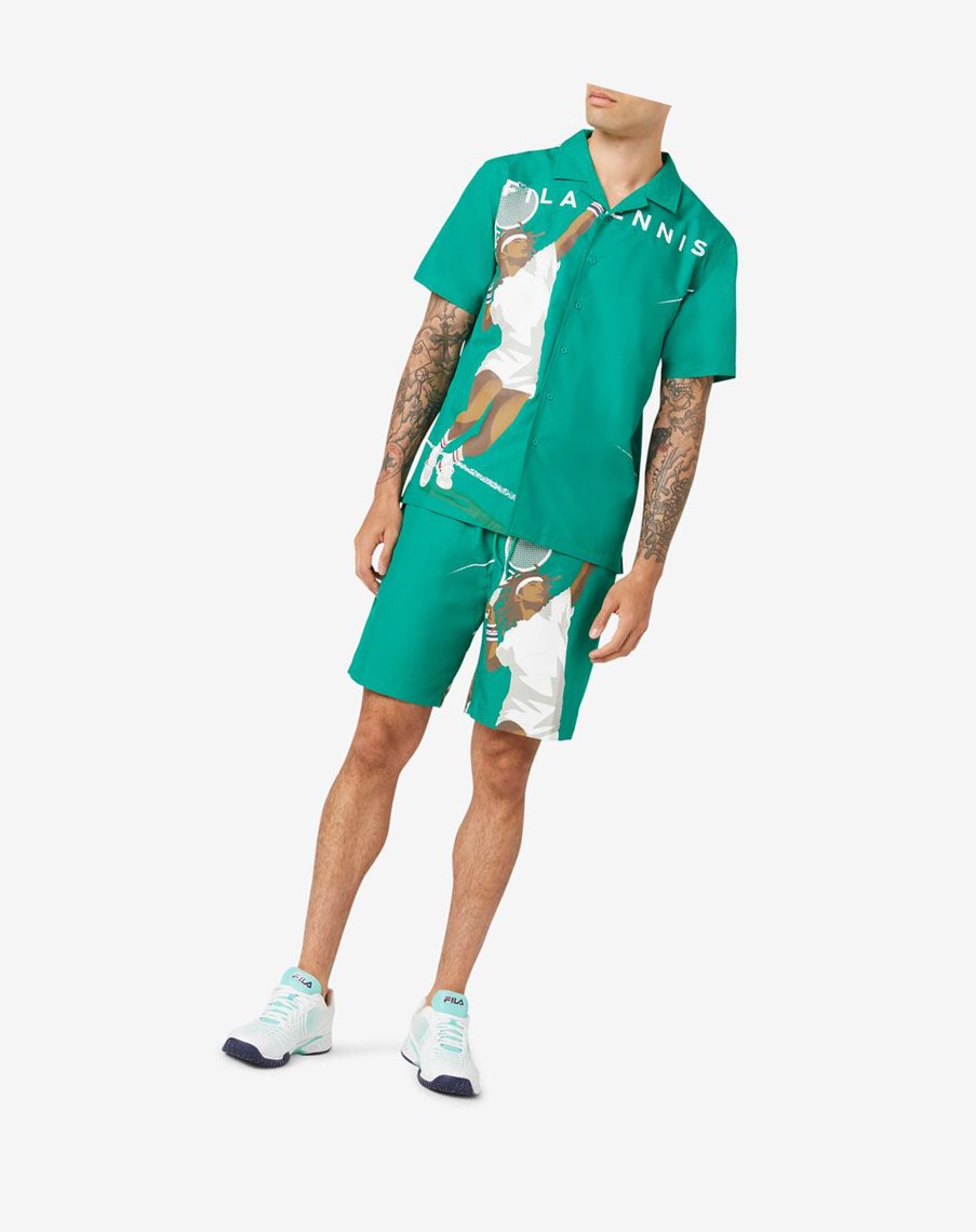 Fila Chamberlin Seersucker Shirt Verde | 07TBIAPKH