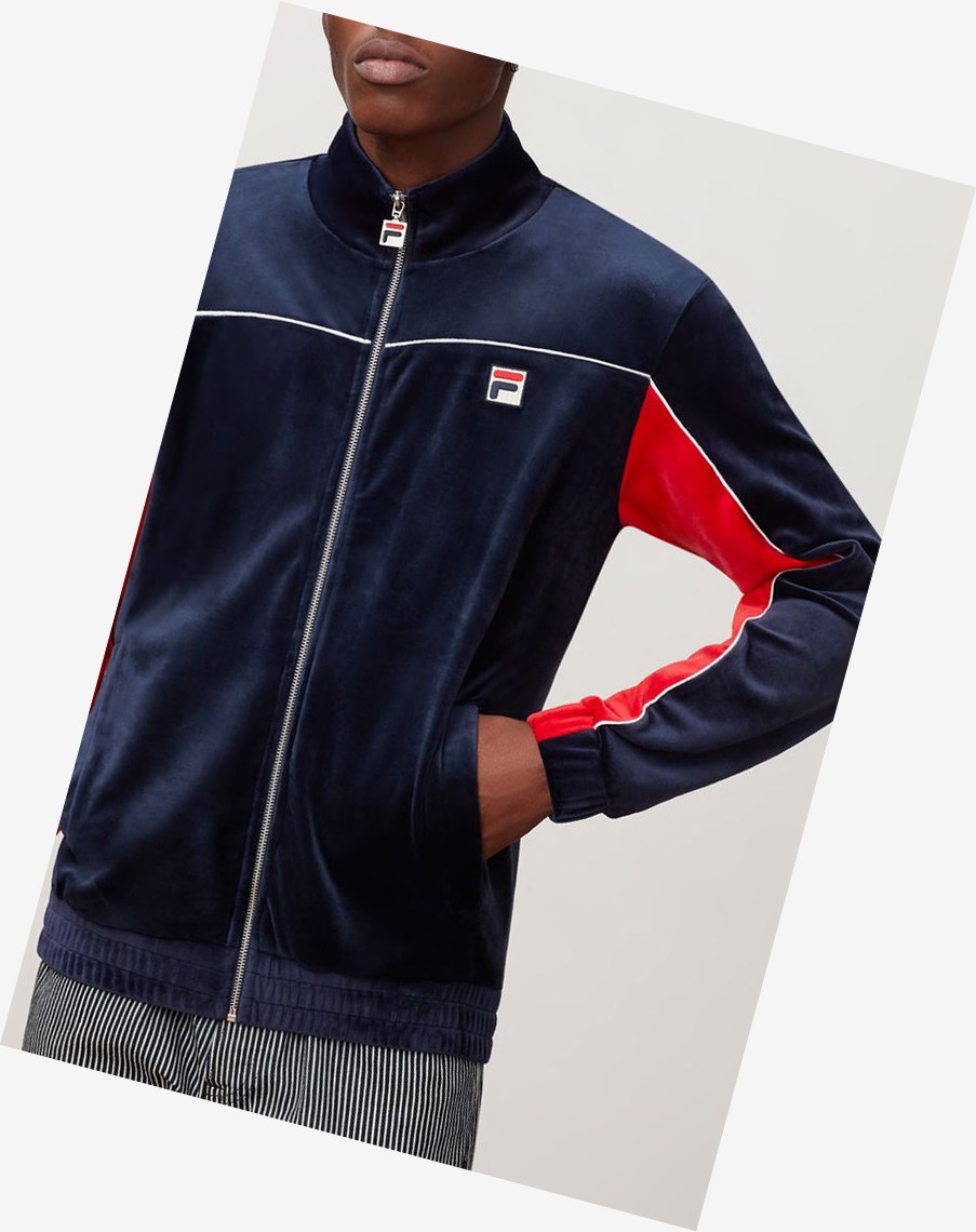 Fila Cisco Velour Jacket Rojas Blancas | 95CMVSZRH