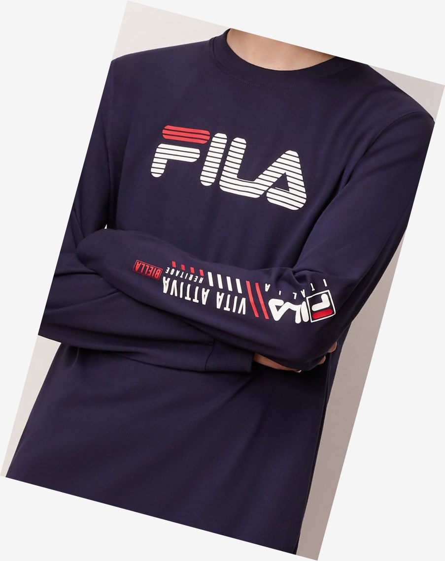 Fila Collinson Long Sleeve Tee Peac/Cred/Wht | 59LRZOCFQ