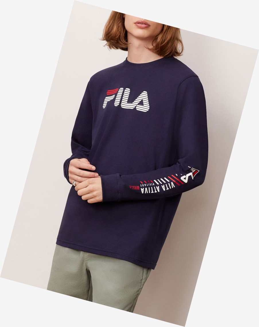 Fila Collinson Long Sleeve Tee Peac/Cred/Wht | 59LRZOCFQ