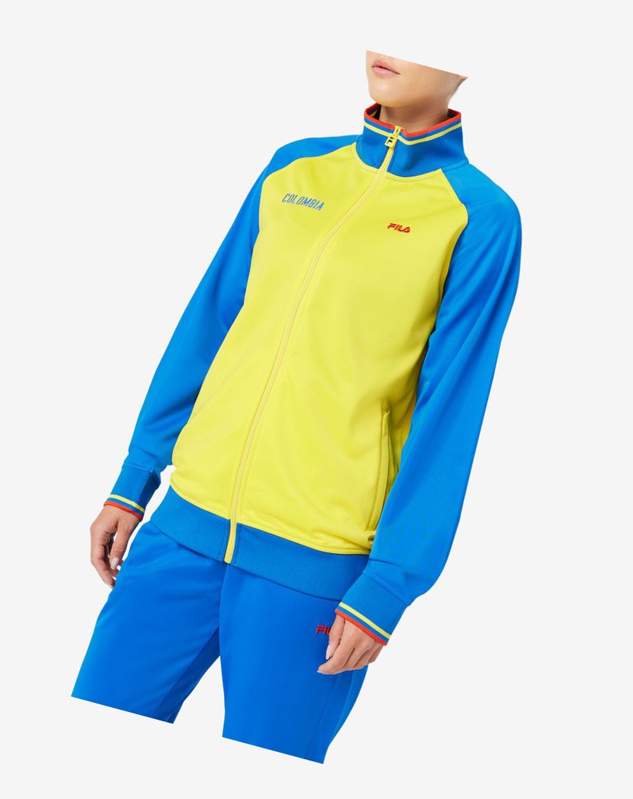 Fila Colombia Pista Jacket Amarillo Azules Rojas | 41CXISYFO