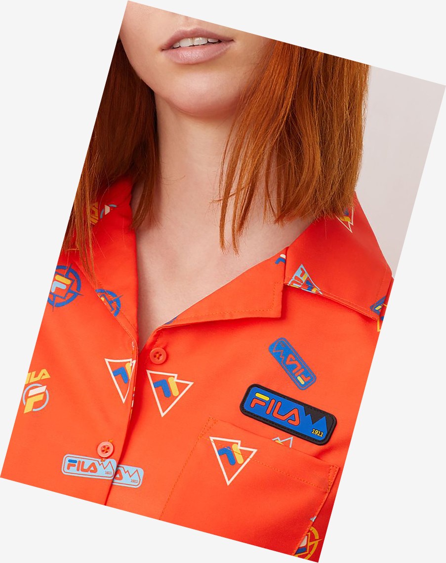 Fila Confetti Cabana Shirt Tangerinetango | 40LOCUNBS