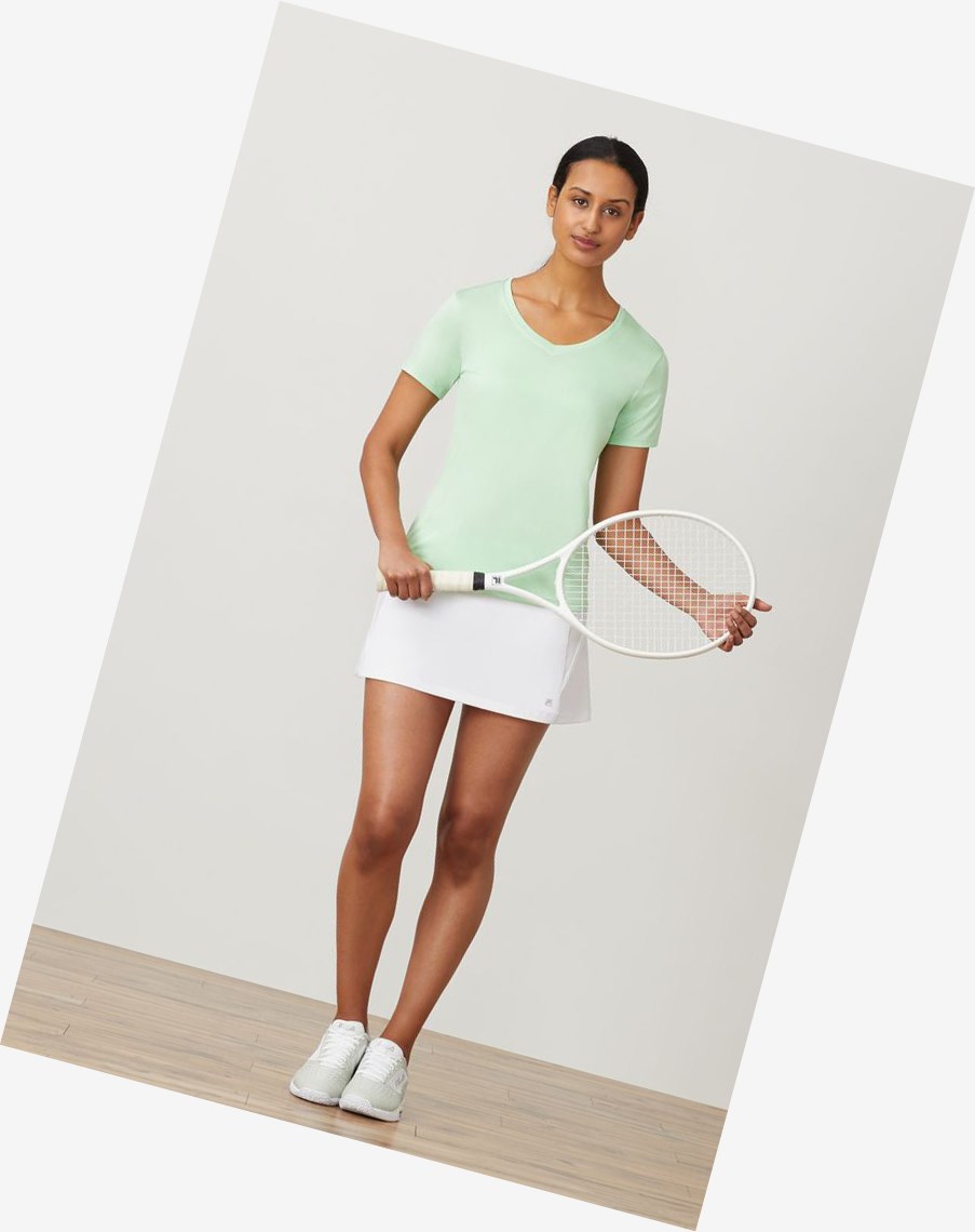 Fila Corta Sleeve V-neck Greenashhth | 17CMAHEFP