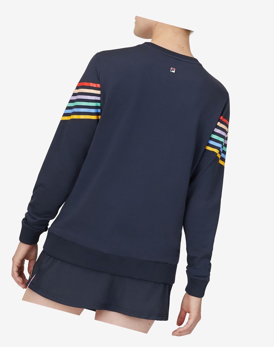 Fila Cross Court Long Sleeve Crew Indigo | 24GEANFXV