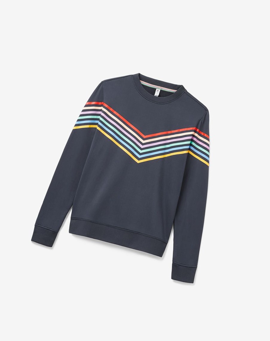 Fila Cross Court Long Sleeve Crew Indigo | 24GEANFXV