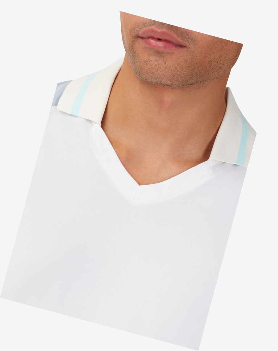 Fila Cross Court V-neck Polo Blancas Azules | 90KZIXTUC