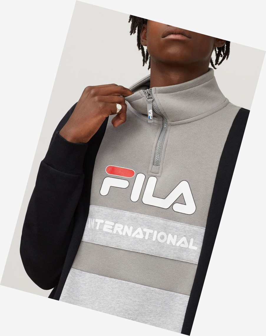 Fila Damiano Funnel Neck Sweatshirt Blk/Fgry/Lgrym | 19AYWDIKZ