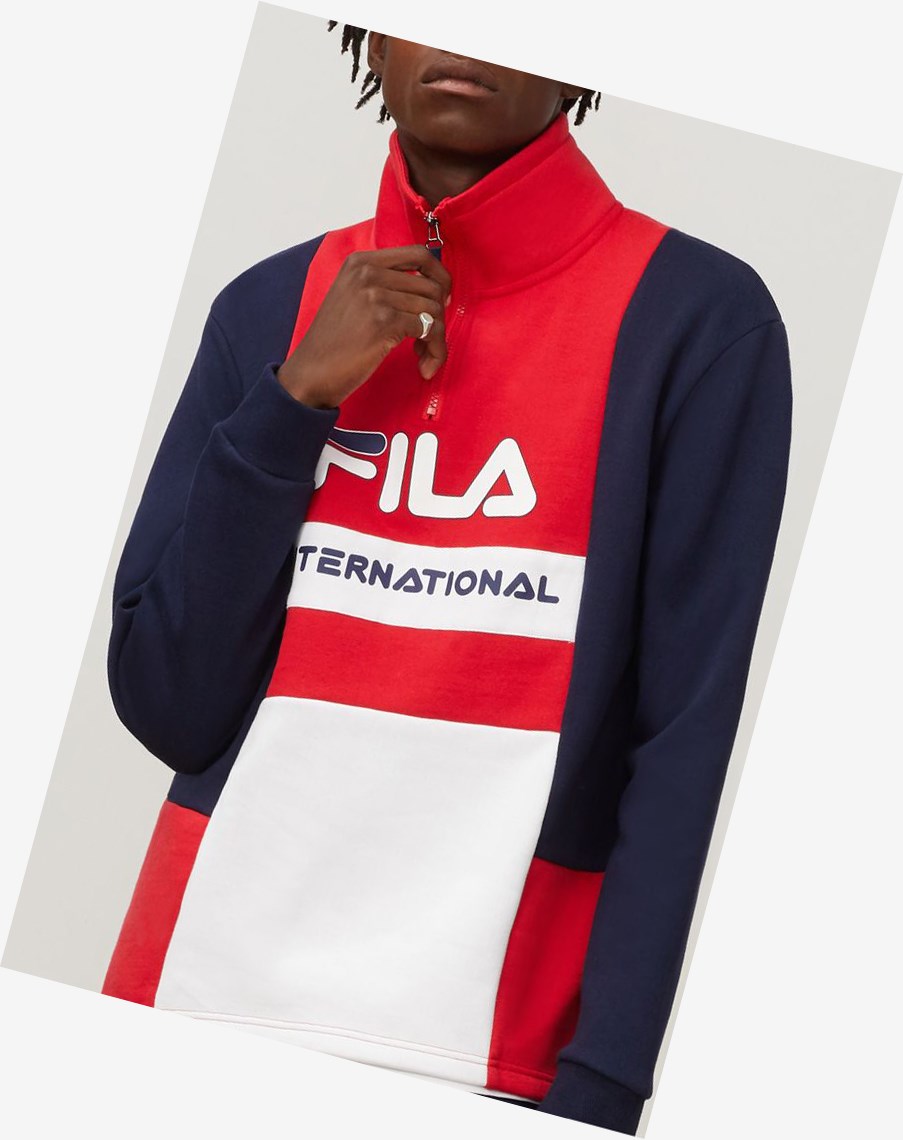 Fila Damiano Funnel Neck Sweatshirt Peac/Cred/Wht | 48WXJAYSZ