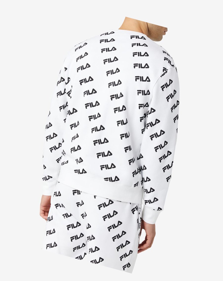 Fila Diagonal Logo Crew Blancas Negras | 27COBMWTY