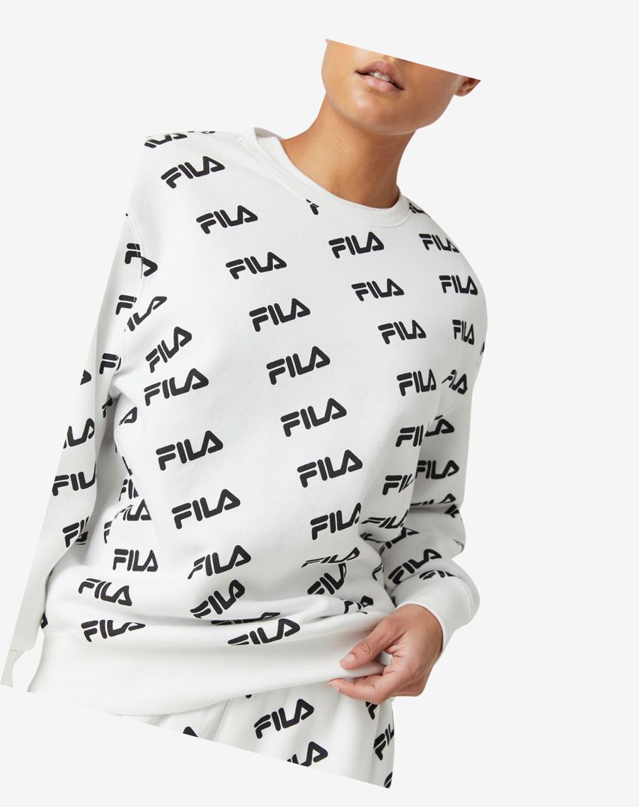 Fila Diagonal Logo Crew Blancas Negras | 27COBMWTY