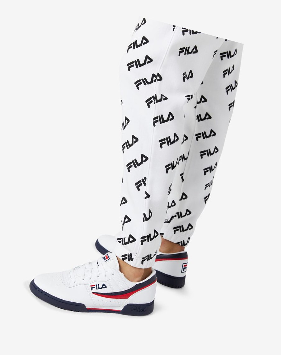 Fila Diagonal Logo Jogger Blancas Negras | 53LWHPOGM