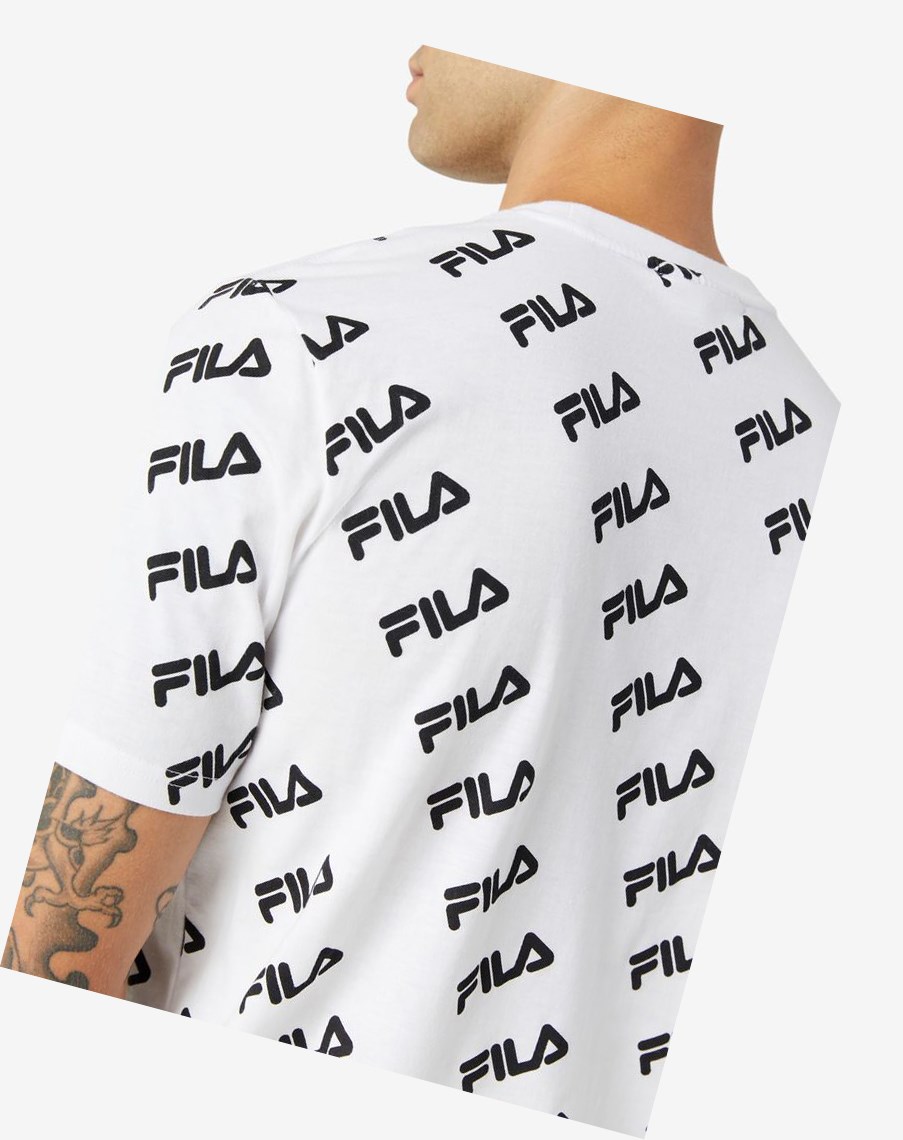 Fila Diagonal Logo Tee Blancas Negras | 16PHTZDSJ